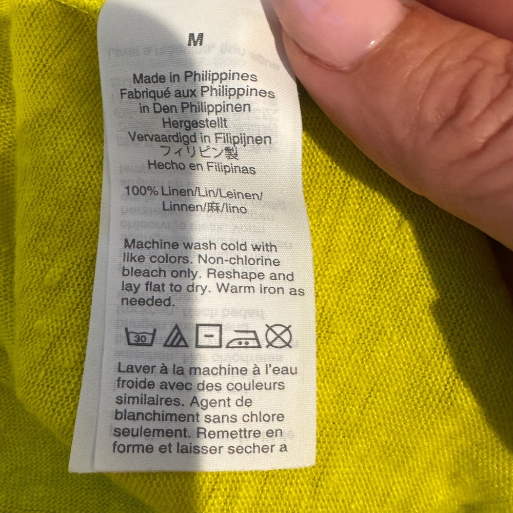 J.Crew Chartreuse Linen Long Sleeve Pocket Tee | Size M - Picture 9 of 10